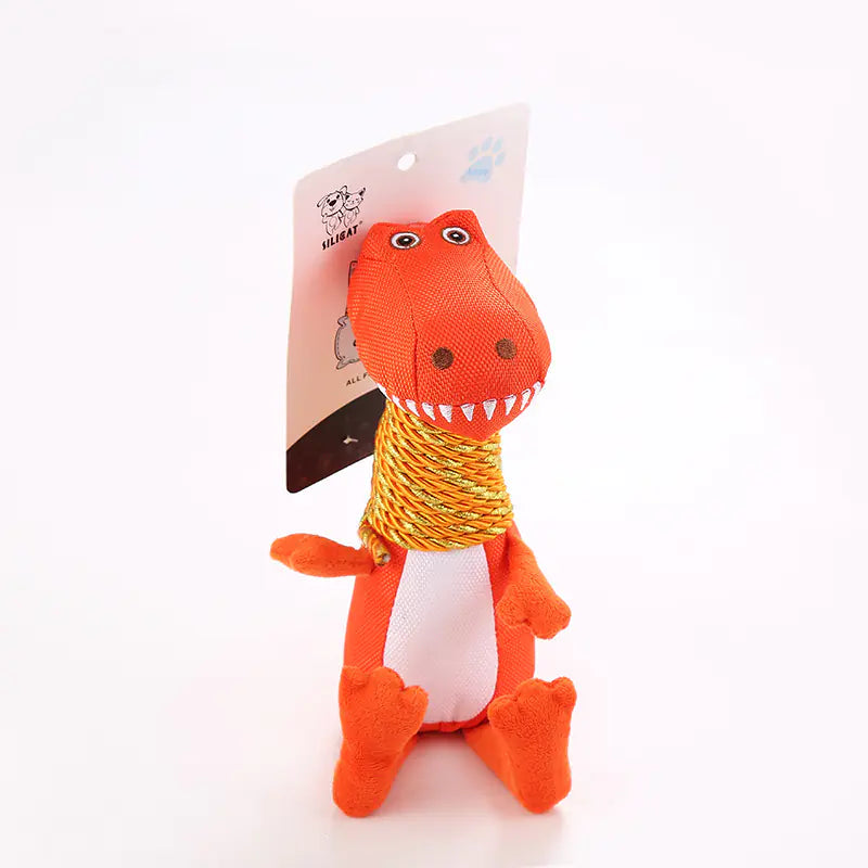 Juguete de Peluche para Perro Dinosaurio con Sonido y Funciones para Masticar