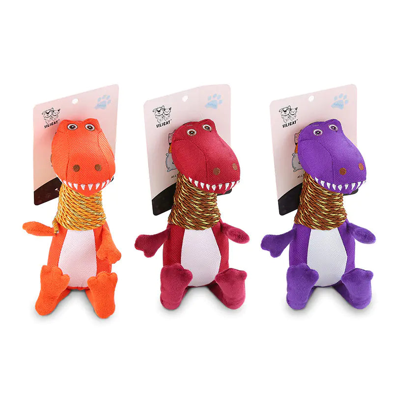 Juguete de Peluche para Perro Dinosaurio con Sonido y Funciones para Masticar