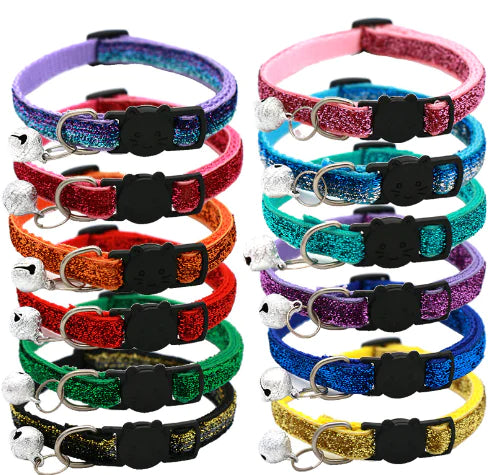 Collar Ajustable Colorido para Gatos con Campana