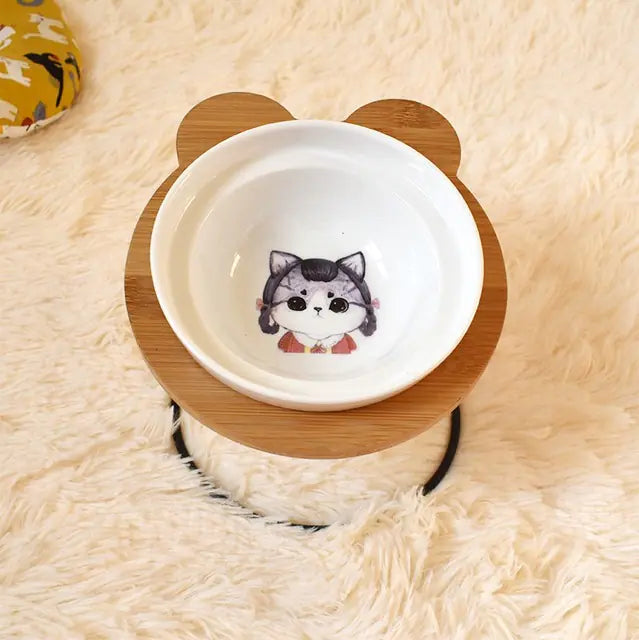Soporte Protector de Espalda para Comedero y Bebedero de Gatos