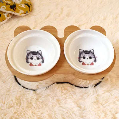 Soporte Protector de Espalda para Comedero y Bebedero de Gatos