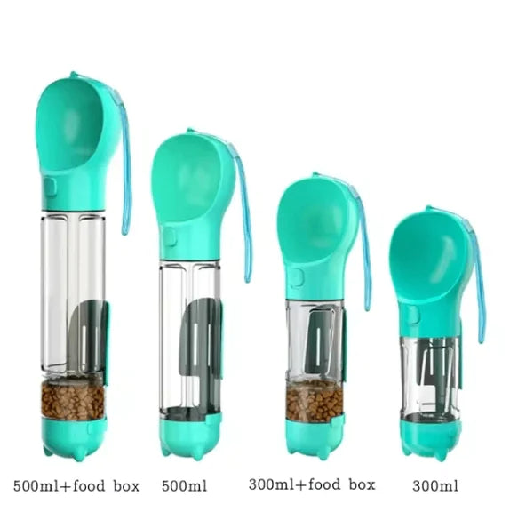 Botella de Agua Portátil 3-en-1 para Perros y Dispensador de Comida