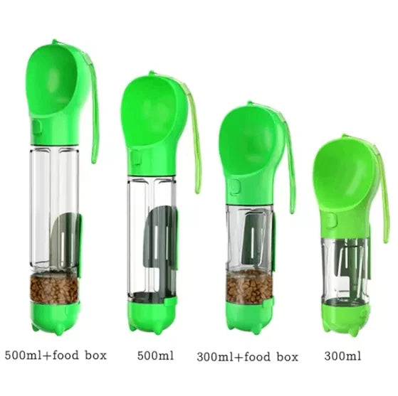 Botella de Agua Portátil 3-en-1 para Perros y Dispensador de Comida