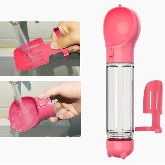 Botella de Agua Portátil 3-en-1 para Perros y Dispensador de Comida